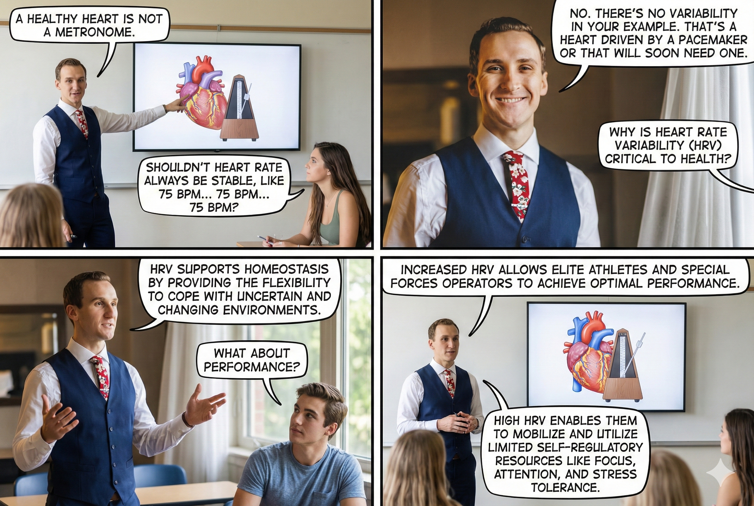 Illustration reinforcing that a healthy heart is not a metronome